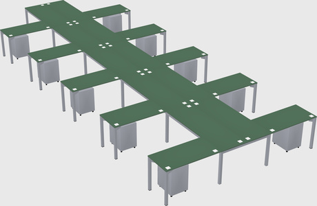 Shared l-shaped desk