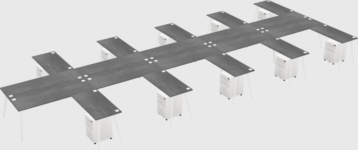 Shared l-shaped office desk system