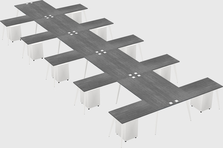Shared l-shaped office desk system