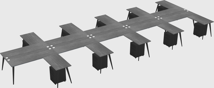 Shared l-shaped office desk system