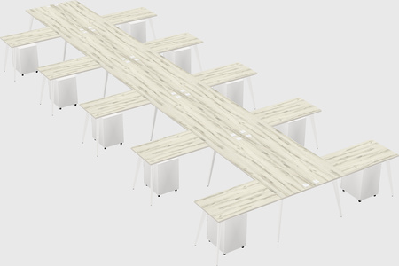 Shared l-shaped office desk system