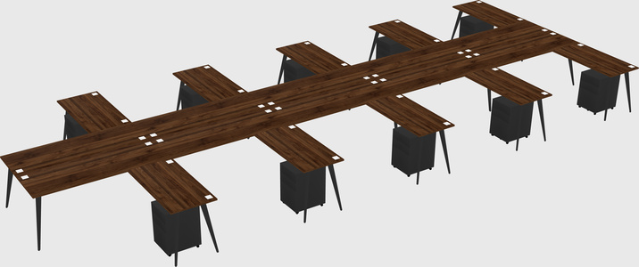 Shared l-shaped office desk system