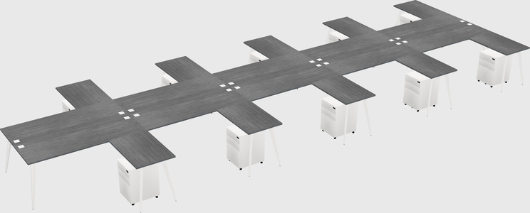 Shared l-shaped office desk system