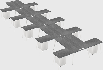 Shared l-shaped office desk system