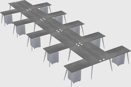 Shared l-shaped office desk system