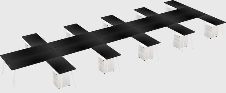 Shared l-shaped office desk system