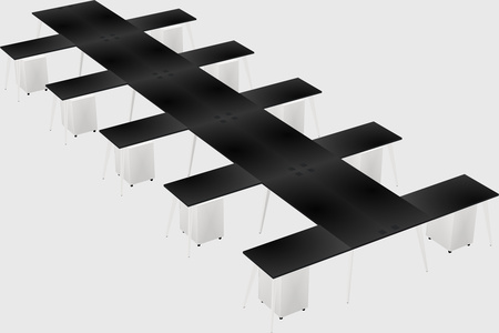 Shared l-shaped office desk system