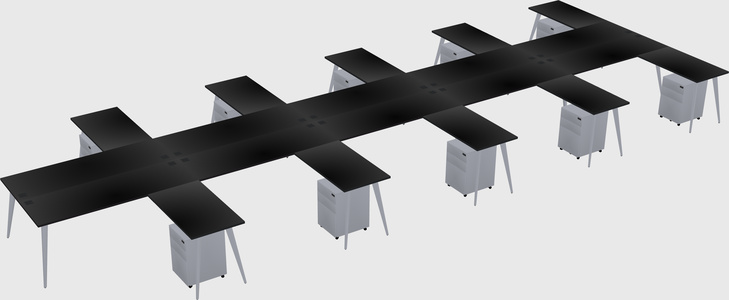 Shared l-shaped office desk system