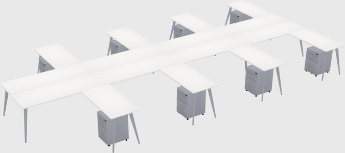 Shared l-shaped office desk system