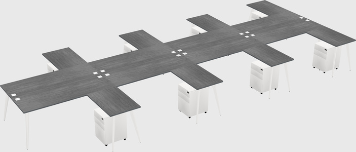 Shared l-shaped office desk system