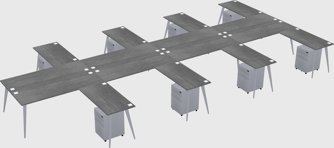 Shared l-shaped office desk system
