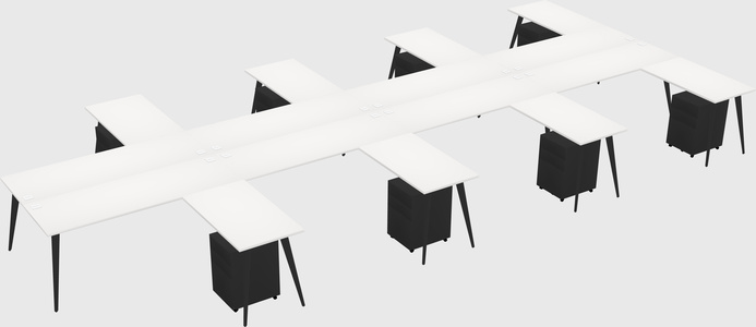Shared l-shaped office desk system