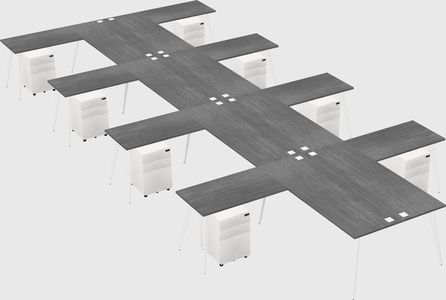 Shared l-shaped office desk system
