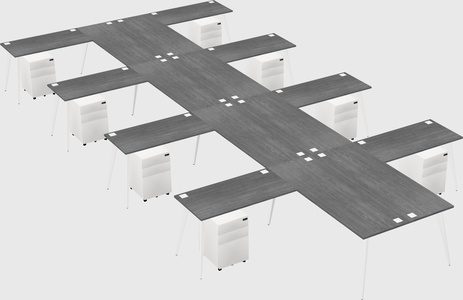 Shared l-shaped office desk system