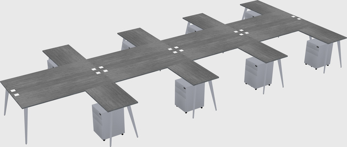 Shared l-shaped office desk system