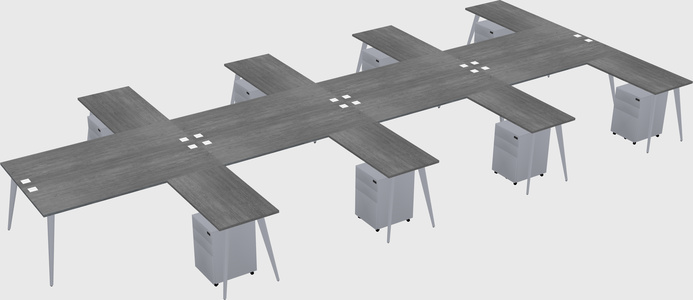 Shared l-shaped office desk system