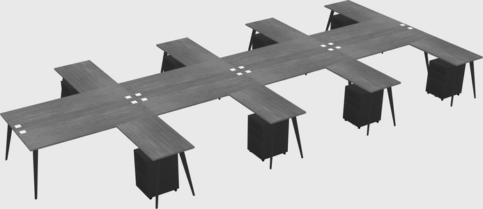 Shared l-shaped office desk system
