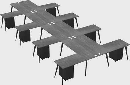 Shared l-shaped office desk system