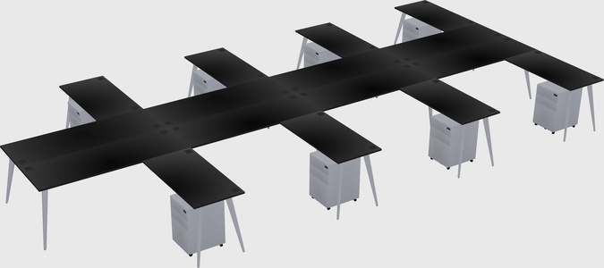 Shared l-shaped office desk system