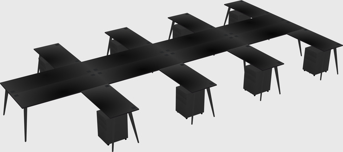 Shared l-shaped office desk system