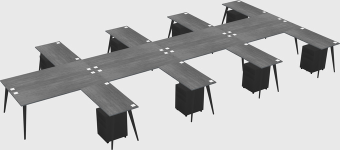 Shared l-shaped office desk system