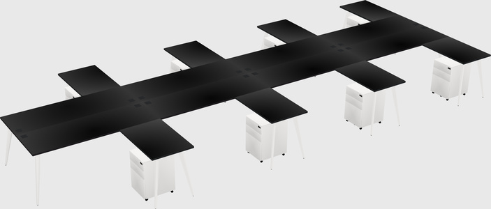 Shared l-shaped office desk system