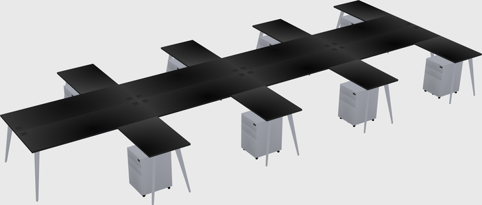 Shared l-shaped office desk system