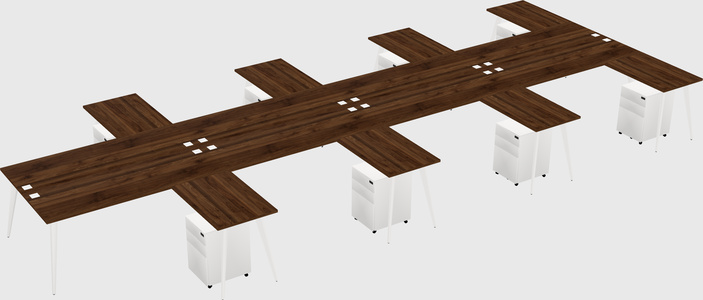 Shared l-shaped office desk system