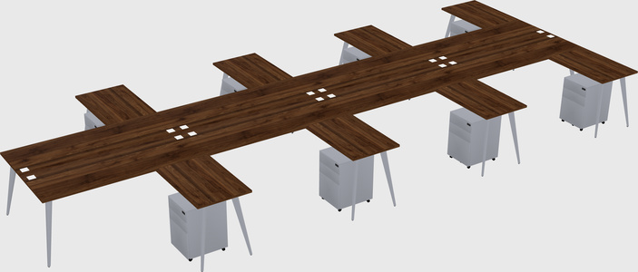 Shared l-shaped office desk system