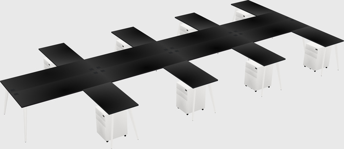 Shared l-shaped office desk system