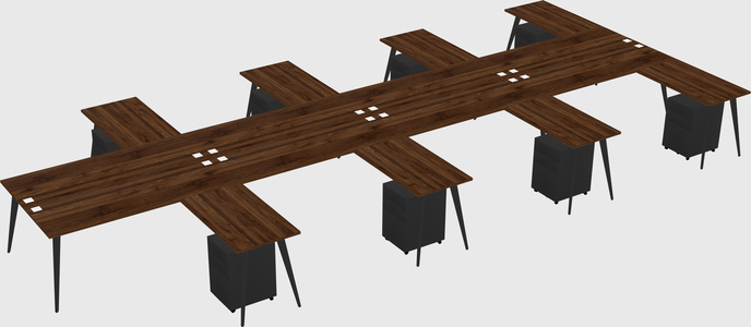 Shared l-shaped office desk system