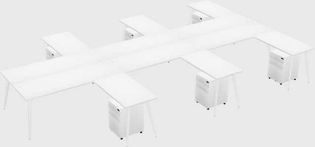 Shared l-shaped office desk system