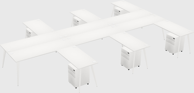 Shared l-shaped office desk system