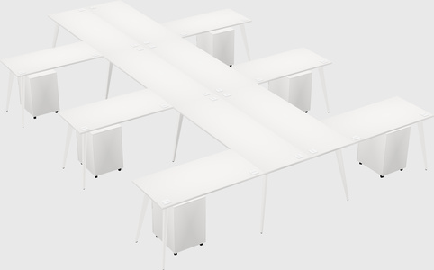 Shared l-shaped office desk system
