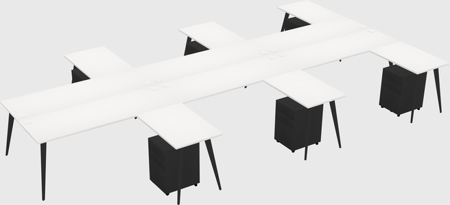 Shared l-shaped office desk system