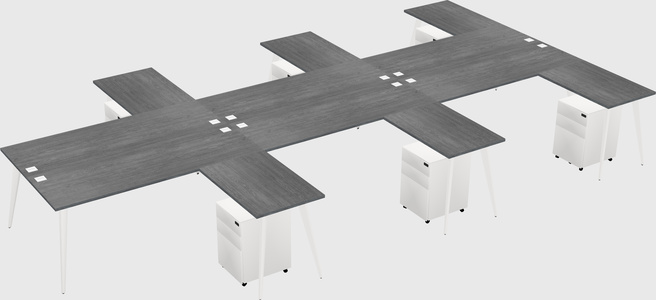 Shared l-shaped office desk system