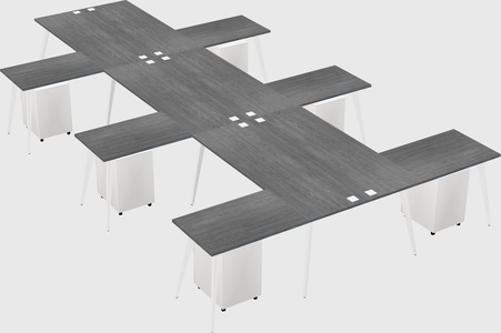 Shared l-shaped office desk system