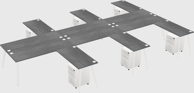 Shared l-shaped office desk system