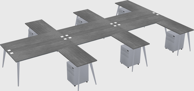 Shared l-shaped office desk system