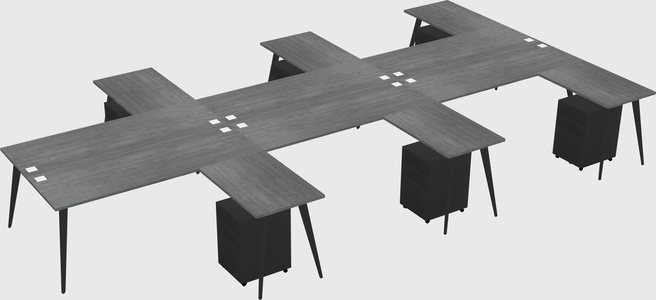 Shared l-shaped office desk system