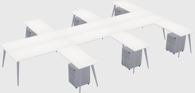 Shared l-shaped office desk system