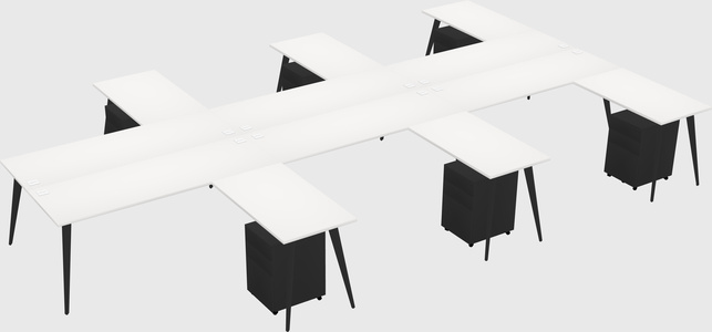 Shared l-shaped office desk system