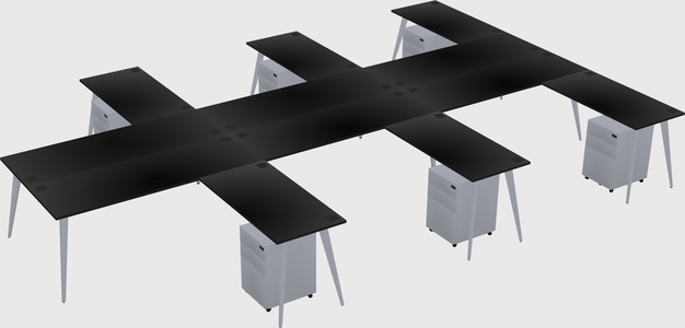 Shared l-shaped office desk system