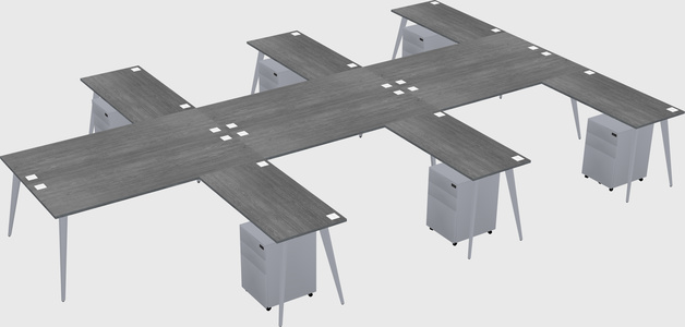 Shared l-shaped office desk system