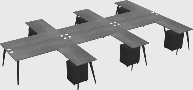 Shared l-shaped office desk system