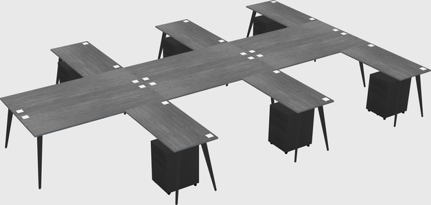 Shared l-shaped office desk system