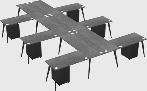 Shared l-shaped office desk system