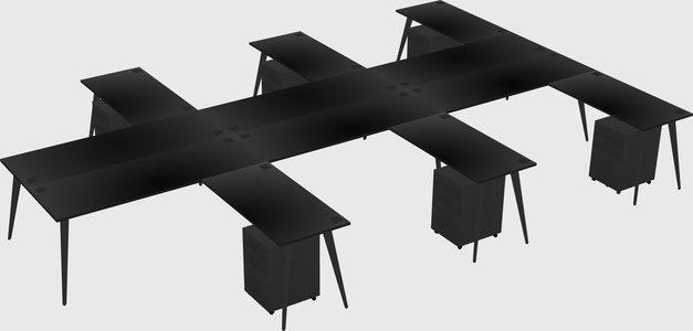 Shared l-shaped office desk system