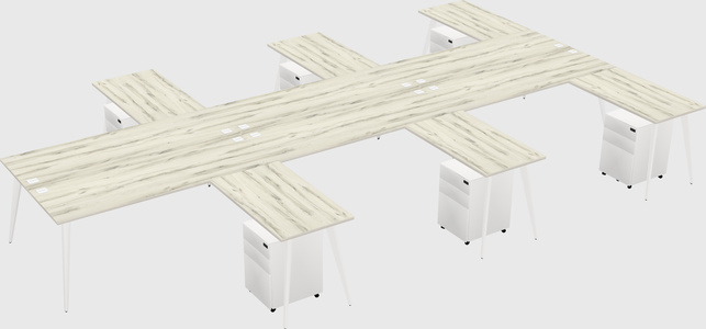 Shared l-shaped office desk system