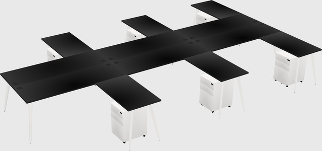 Shared l-shaped office desk system